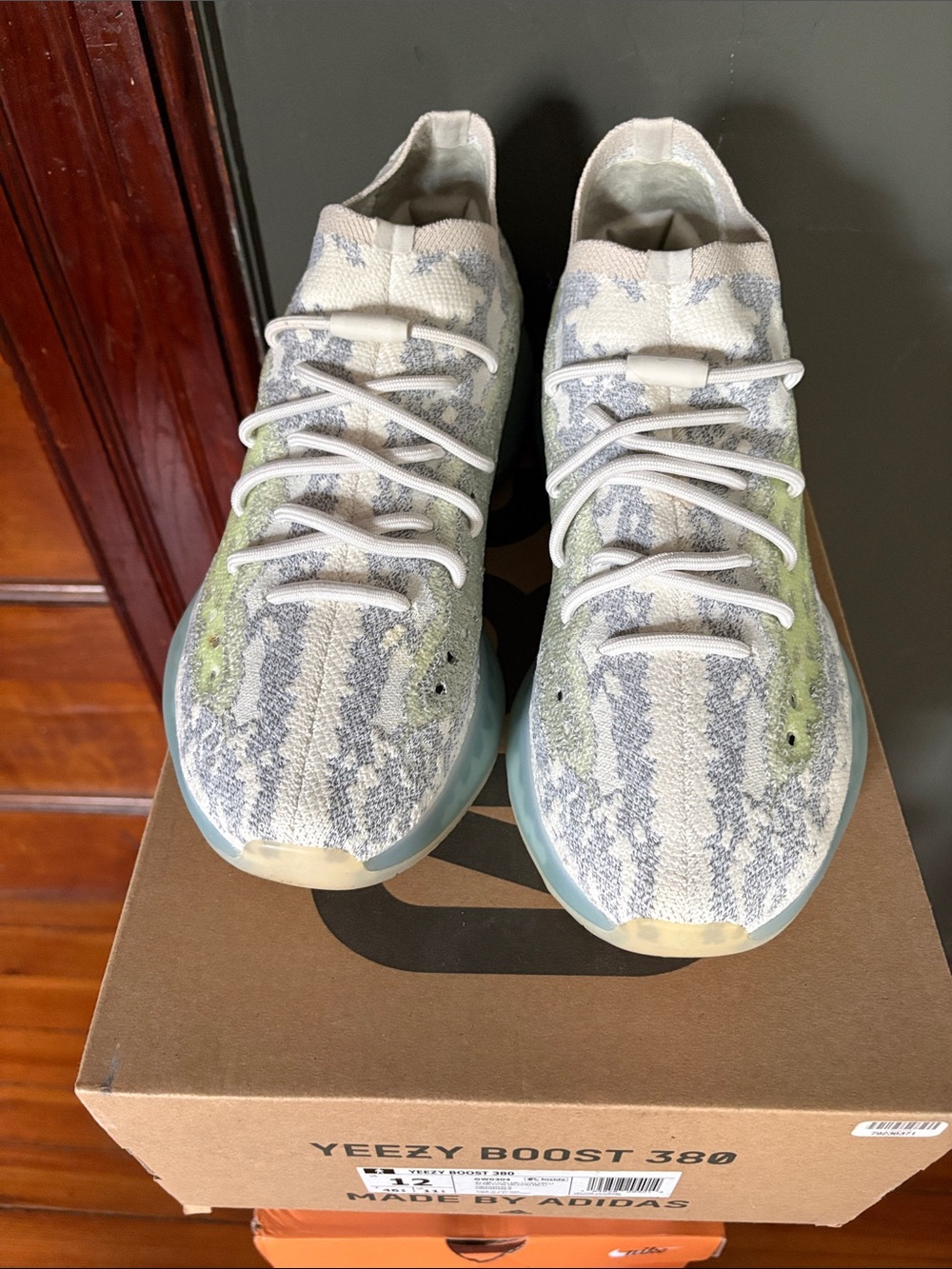 Yeezy Boost 380 Knit Sneakers - Cream, Gray, Pale Blue, Lime